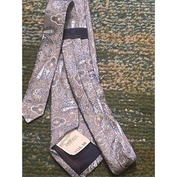 NWT David Donahue Paisley Silk Italian Handmade Neck Tie Gray Blue - Picture 12 of 14